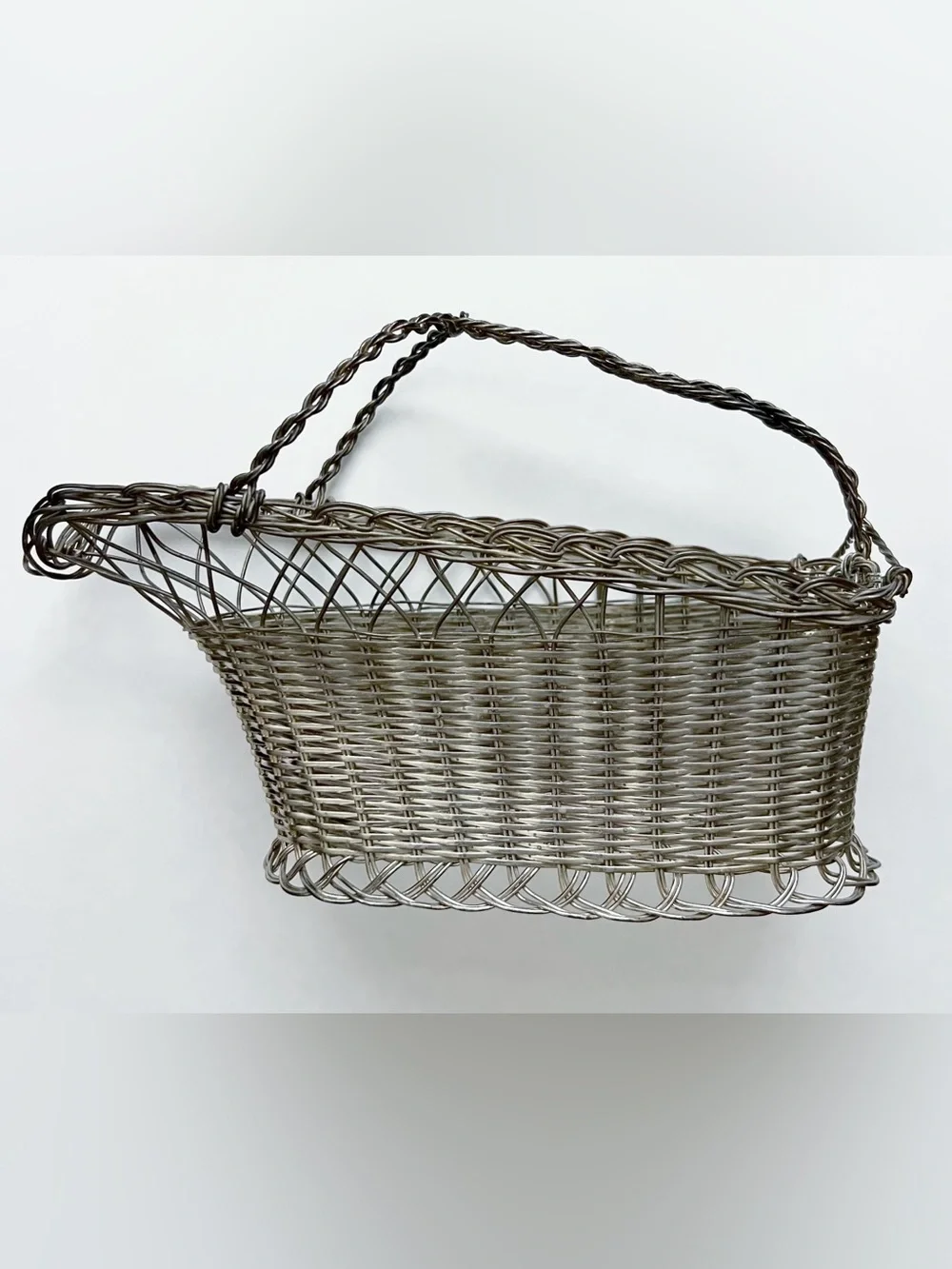 William Adams France Silver-Plated Wire Wine Basket Caddy Bottle Holder